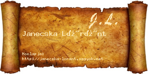 Janecska Lóránt névjegykártya